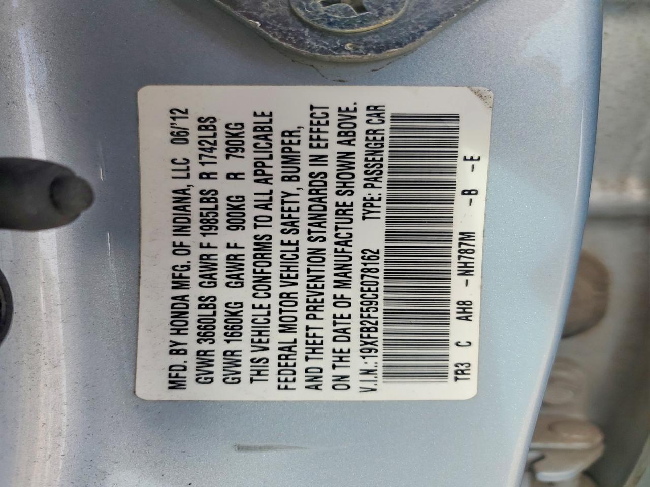 2012 HONDA CIVIC