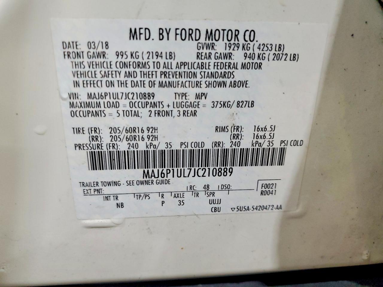 2018 FORD EcoSport
