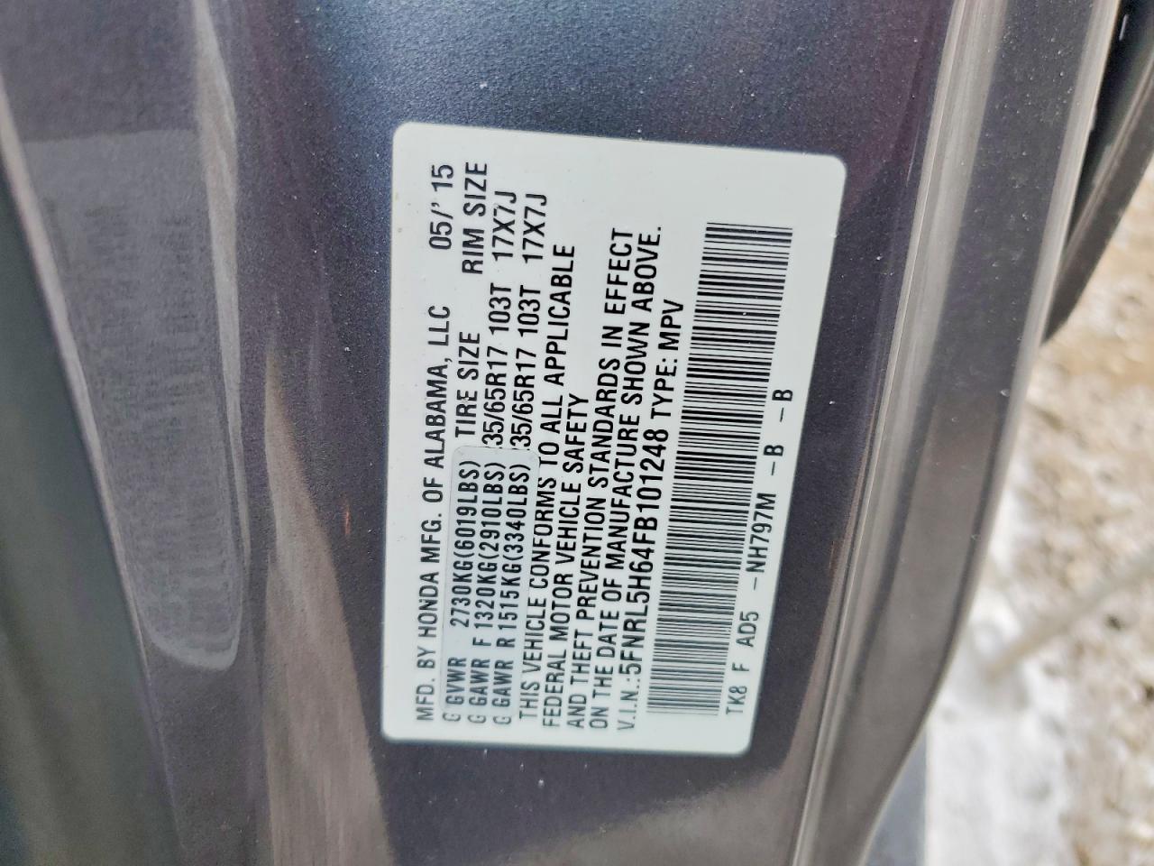 2015 HONDA ODYSSEY