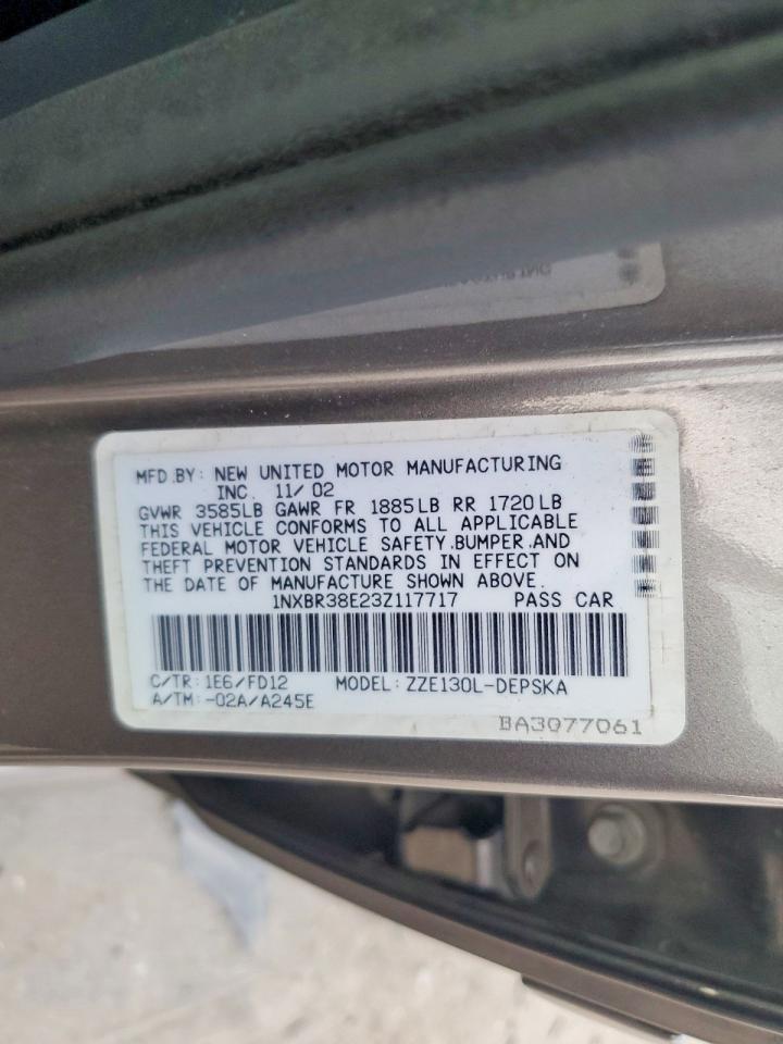 2003 TOYOTA COROLLA