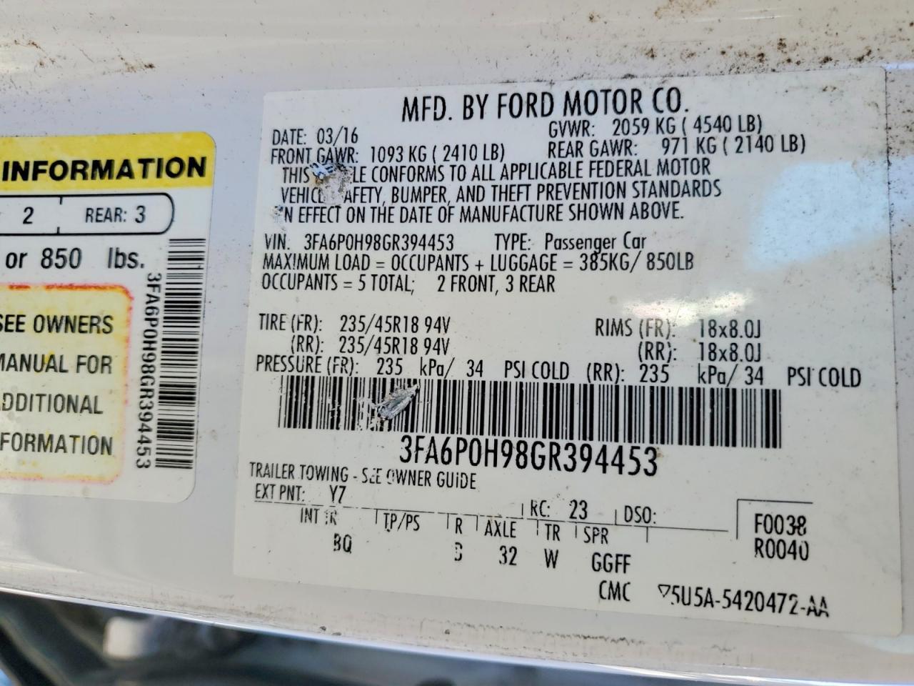 2016 FORD FUSION