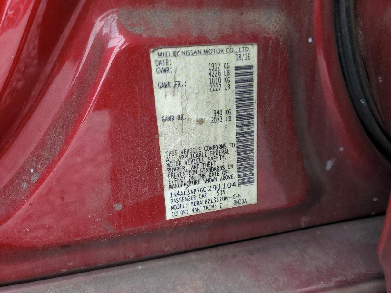 2016 NISSAN ALTIMA
