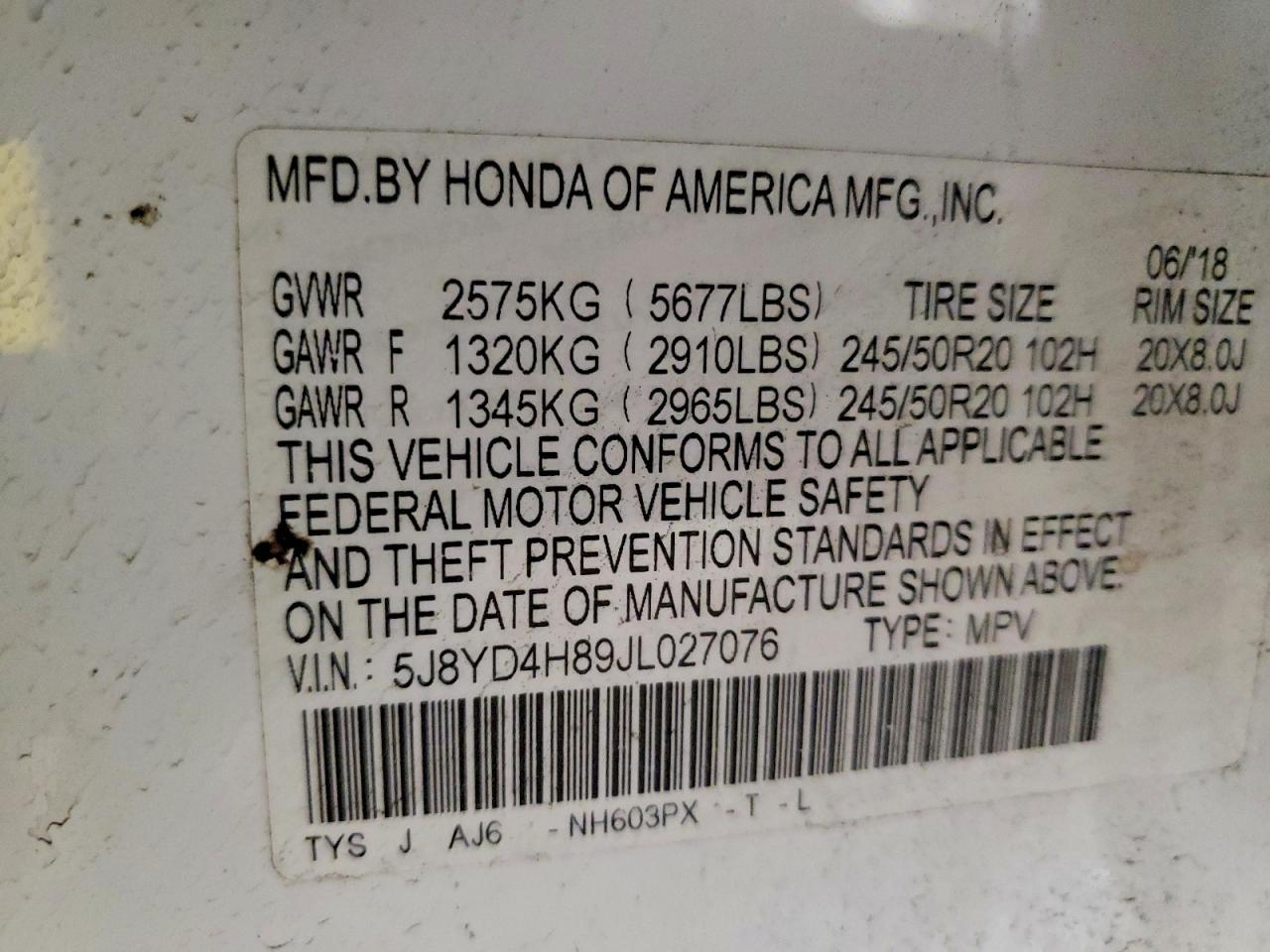 2018 ACURA MDX
