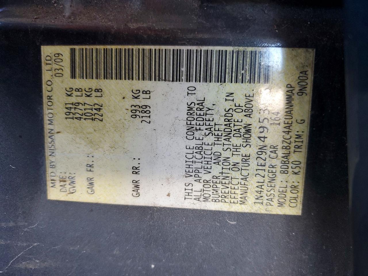 2009 NISSAN ALTIMA