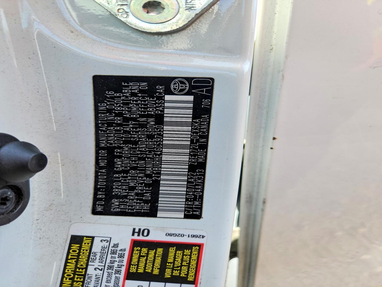 2016 TOYOTA COROLLA