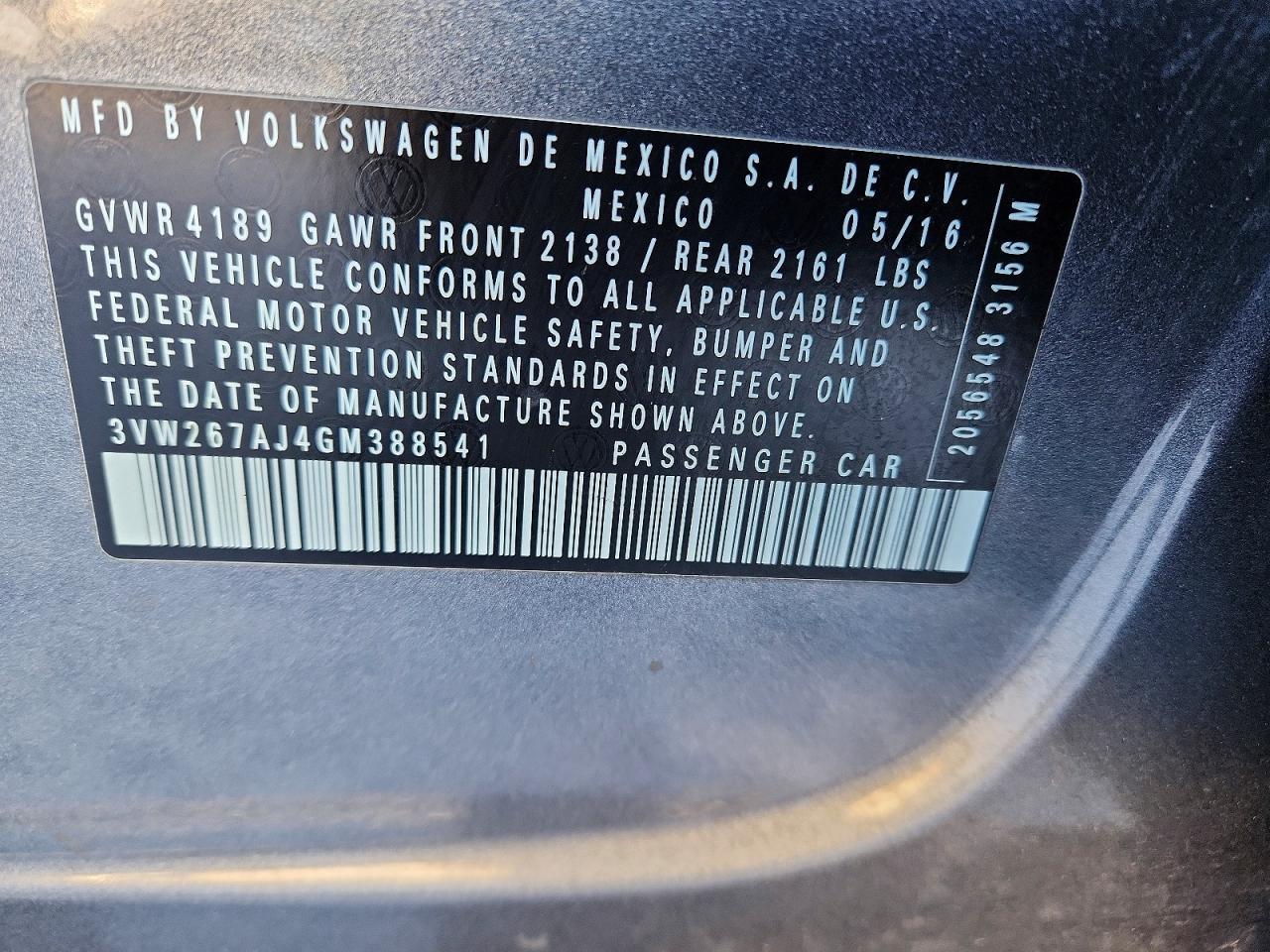 2016 VOLKSWAGEN JETTA
