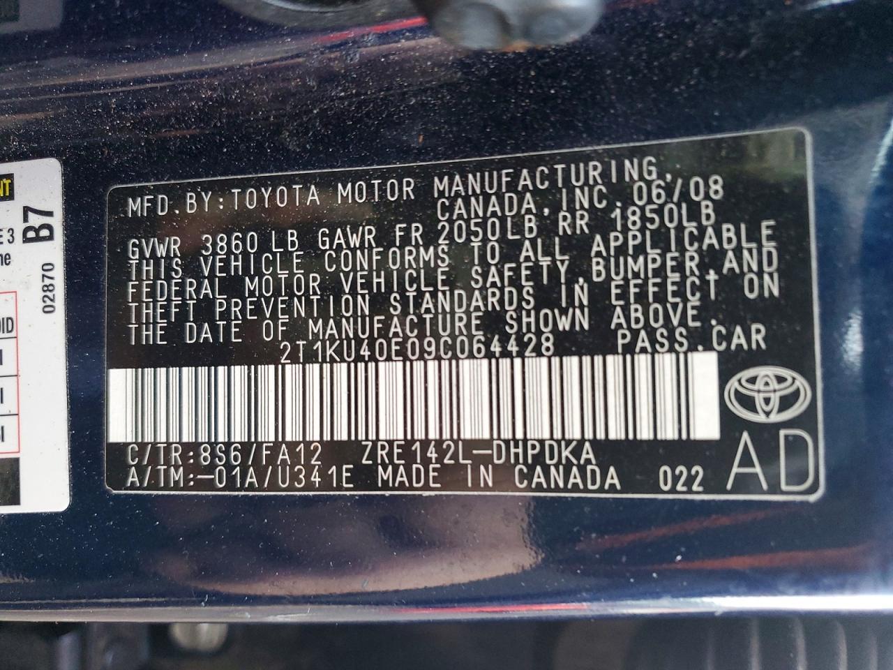 2009 TOYOTA COROLLA