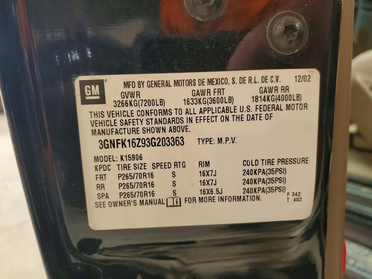 2003 CHEVROLET Suburban