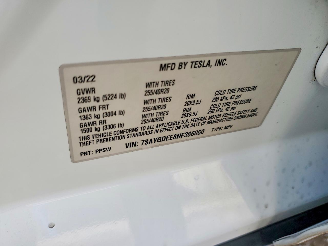 2022 TESLA MODEL Y