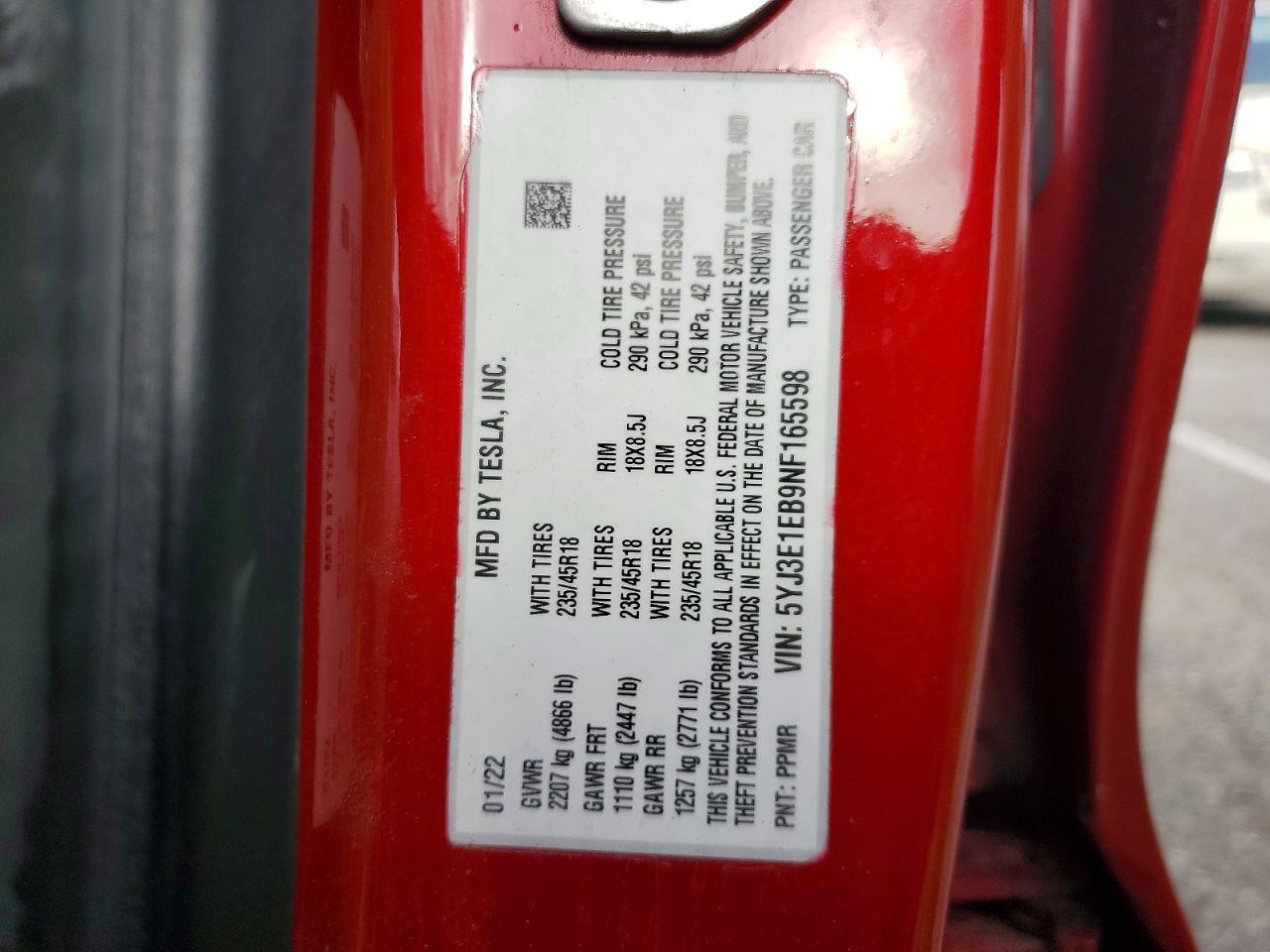 2022 TESLA MODEL 3