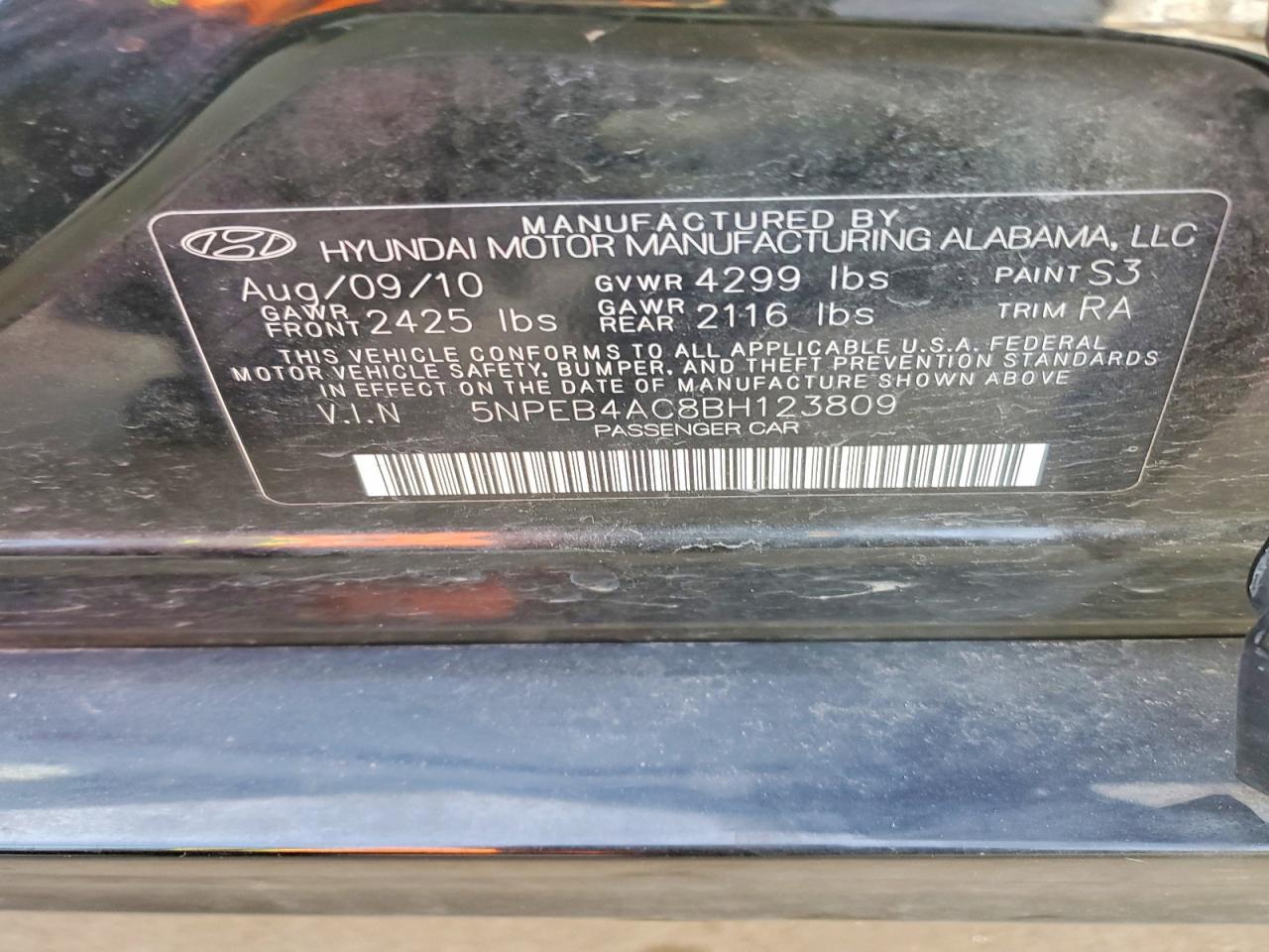 2011 HYUNDAI SONATA
