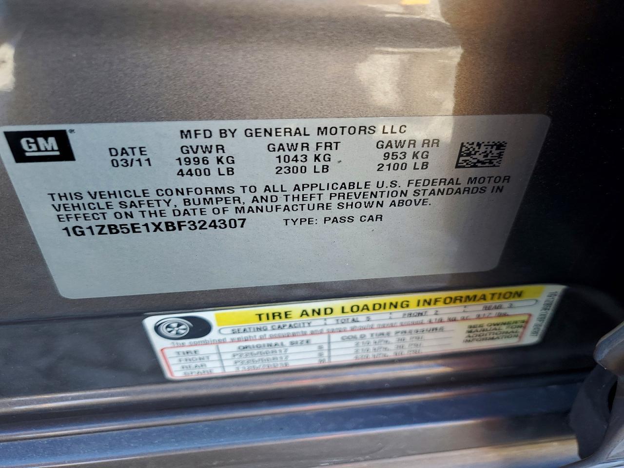 2011 CHEVROLET MALIBU
