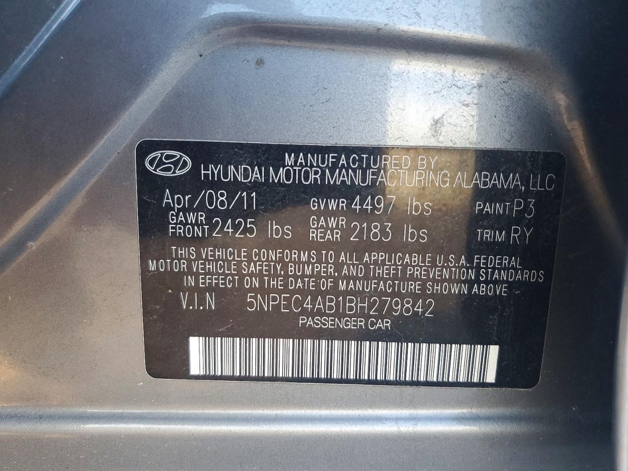 2011 HYUNDAI SONATA
