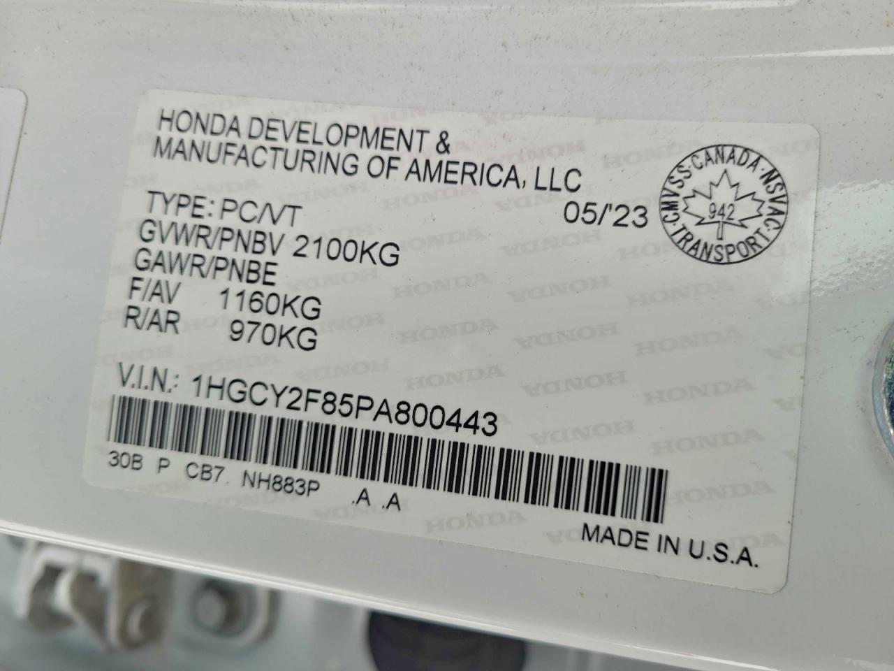 2023 HONDA ACCORD