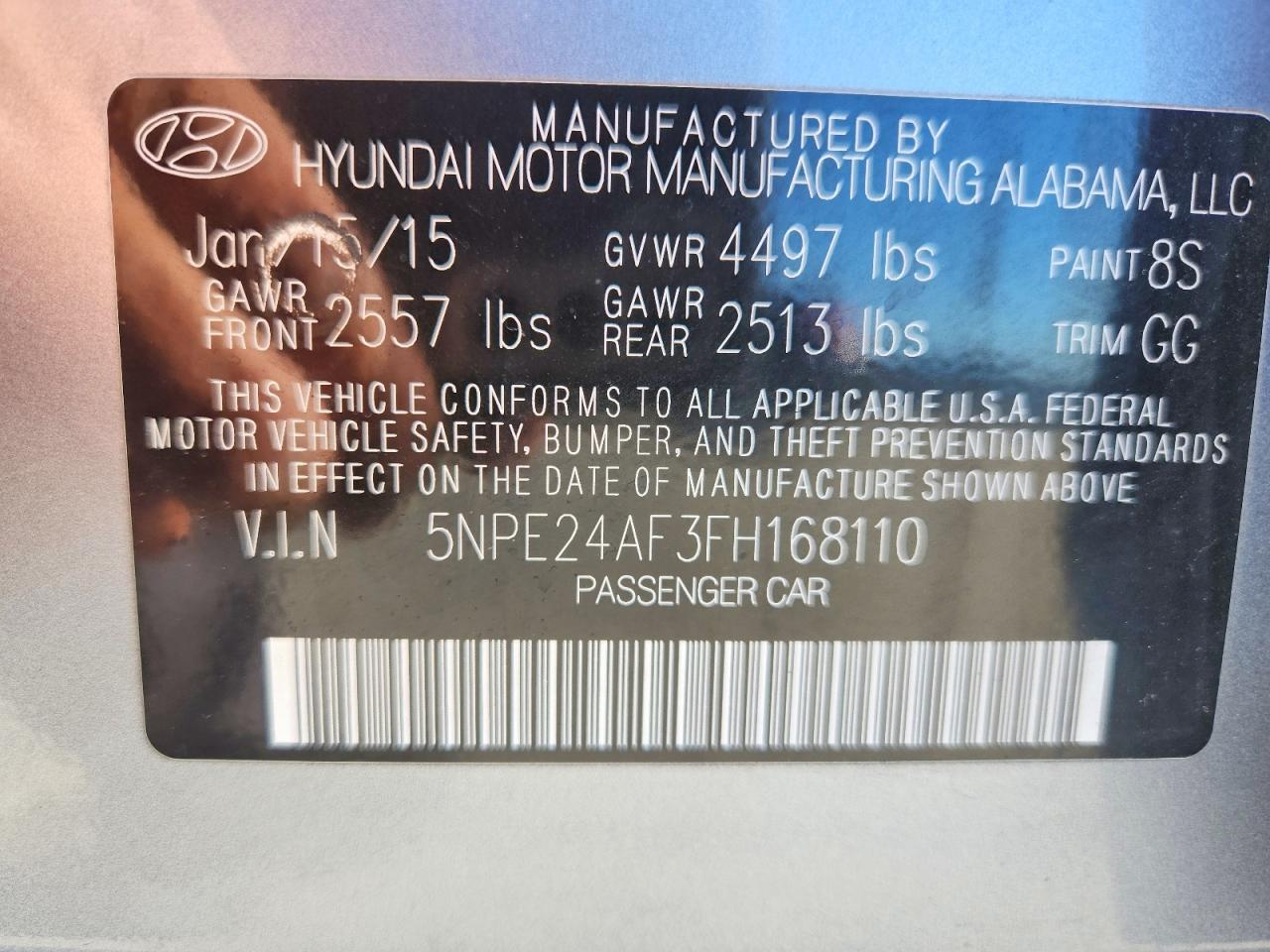 2015 HYUNDAI SONATA