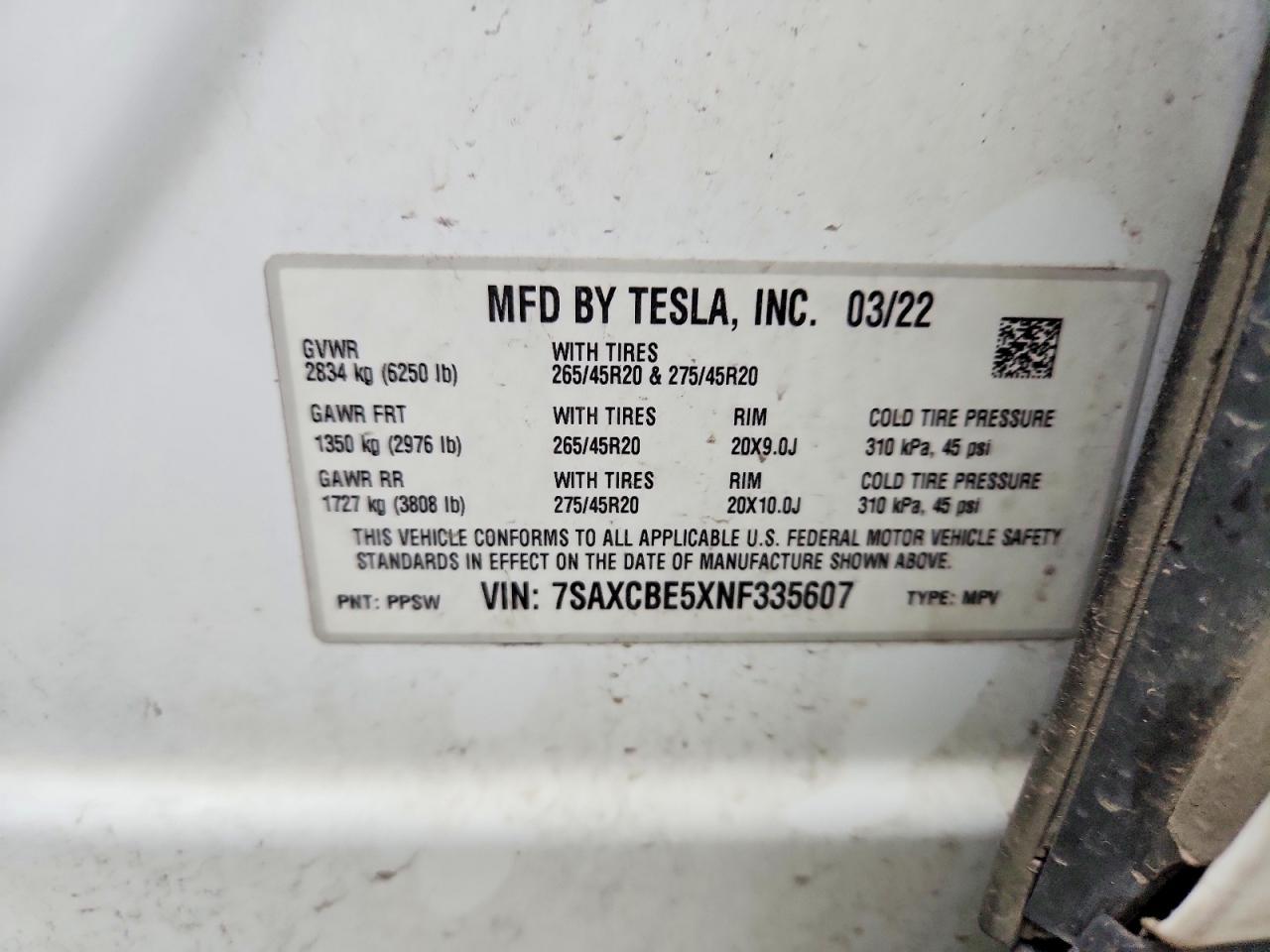 2022 TESLA MODEL X