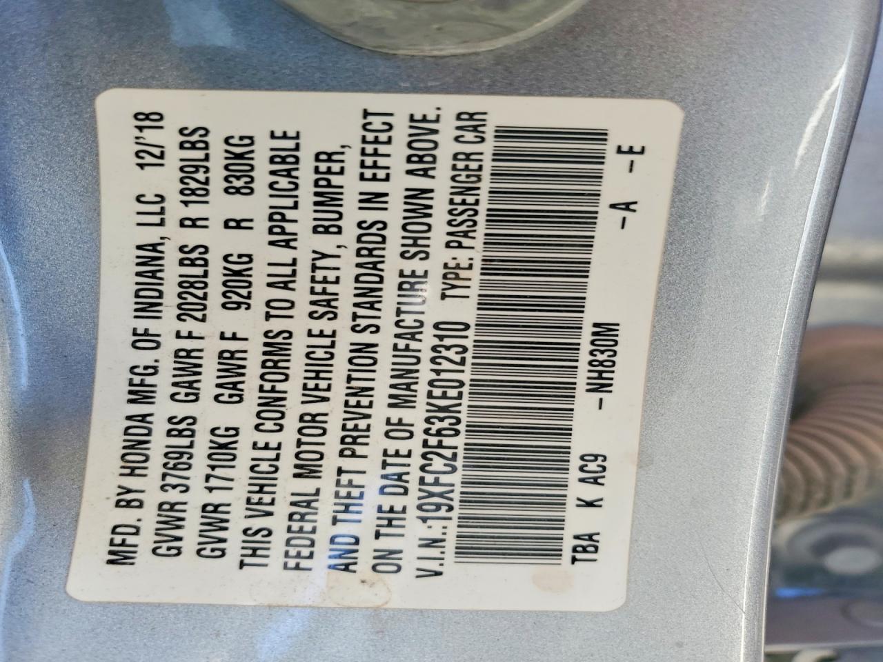 2019 HONDA CIVIC