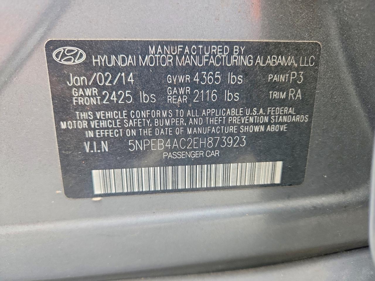 2014 HYUNDAI SONATA