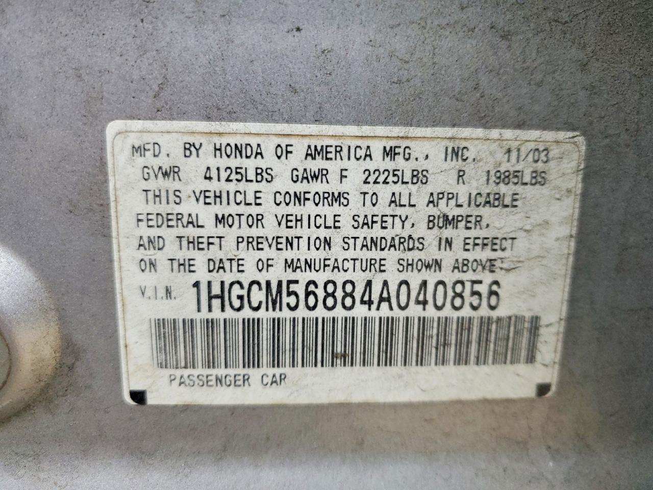 2004 HONDA ACCORD