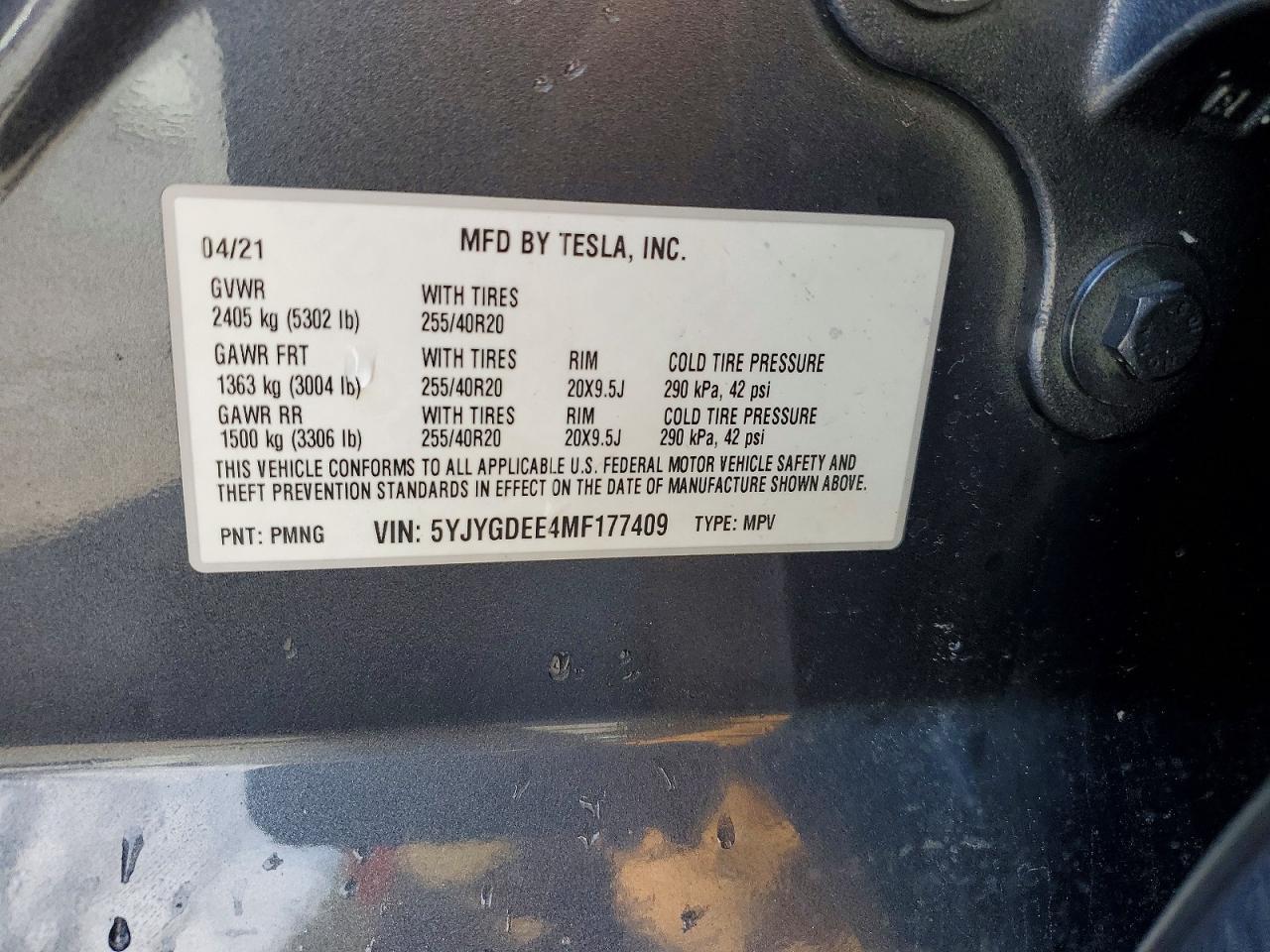 2021 TESLA MODEL Y