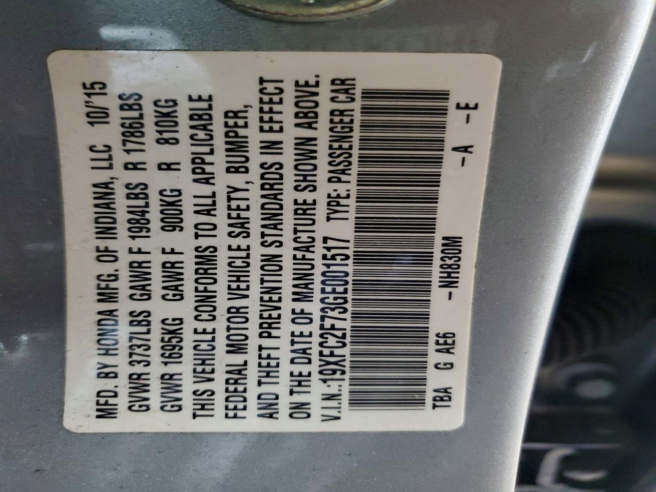 2016 HONDA CIVIC