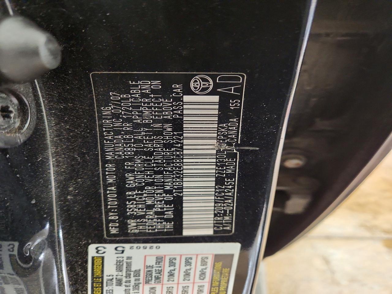 2008 TOYOTA COROLLA