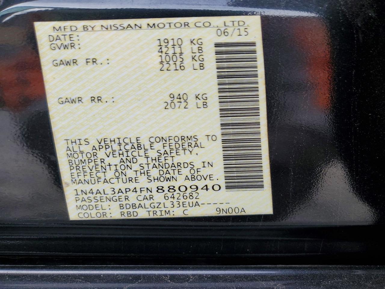 2015 NISSAN ALTIMA