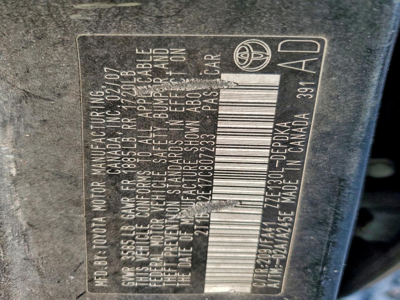 2007 TOYOTA COROLLA