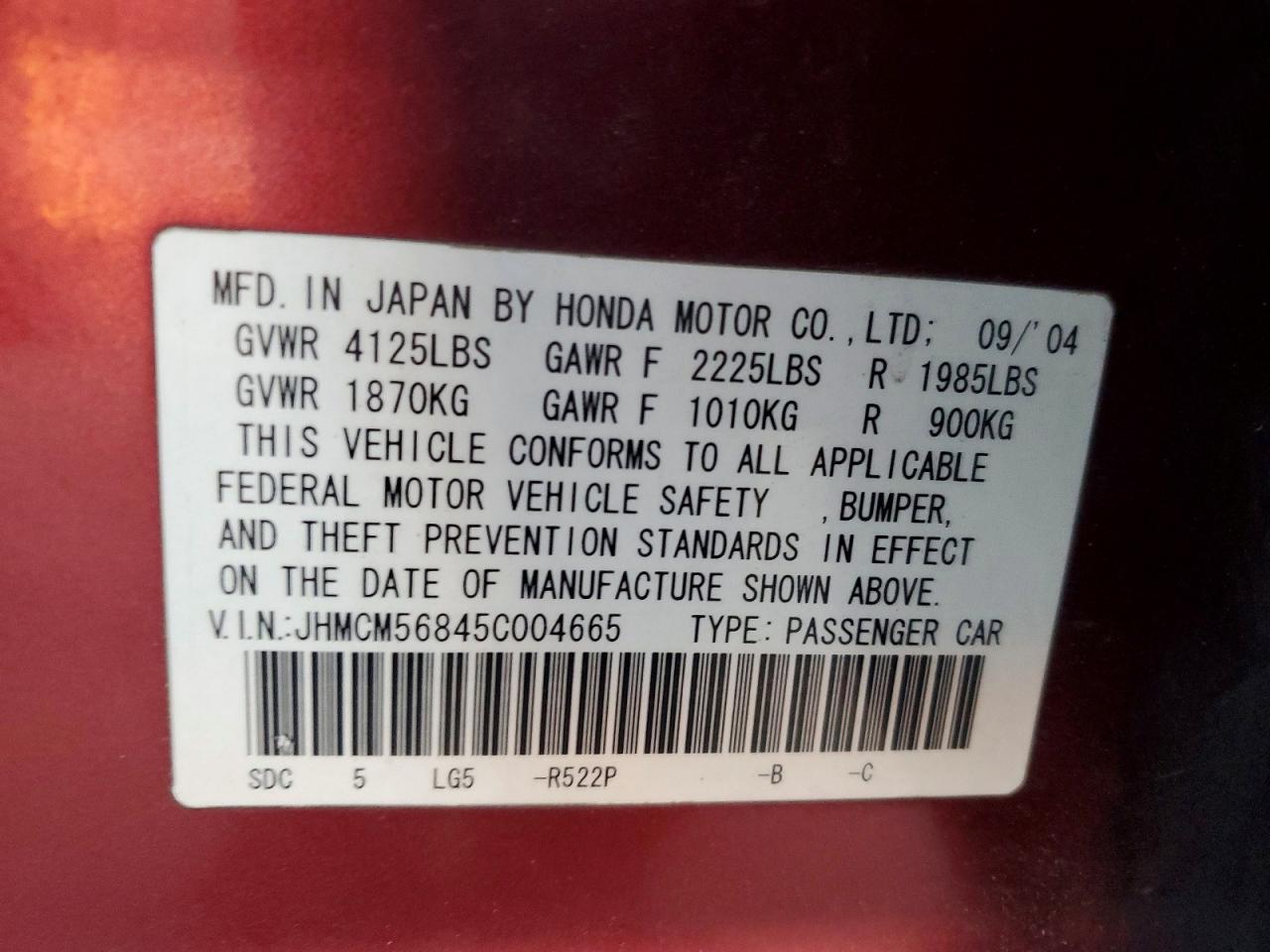 2005 HONDA ACCORD