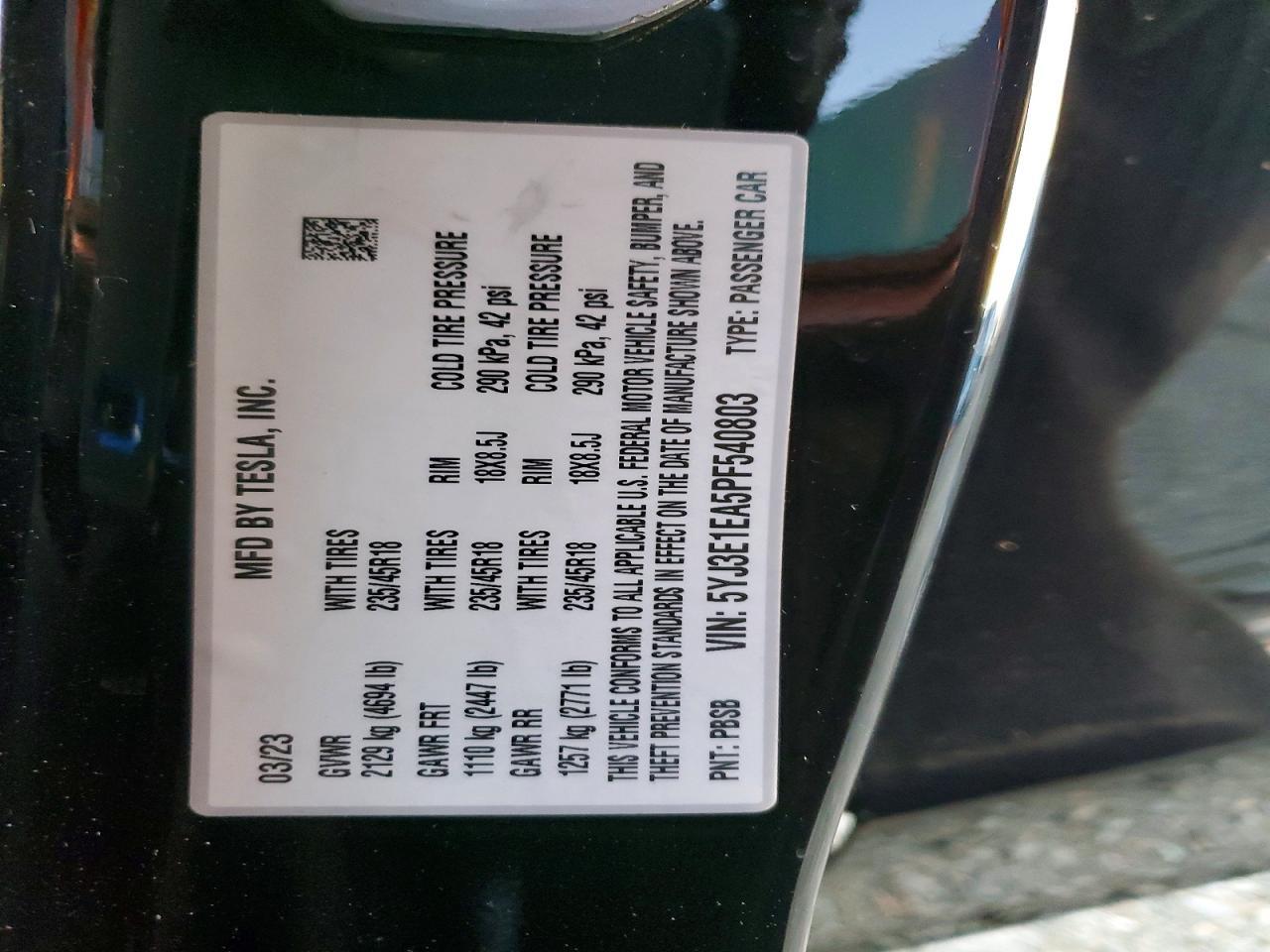 2023 TESLA MODEL 3