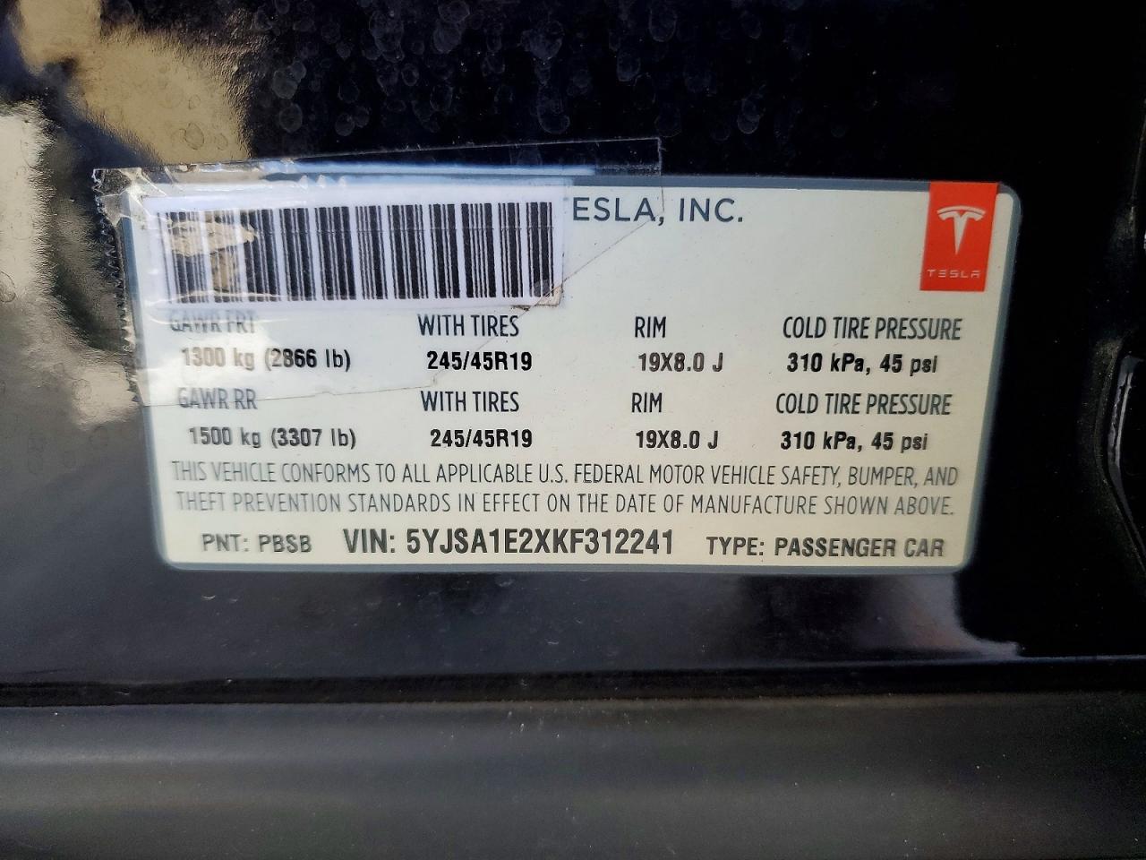 2019 TESLA MODEL S