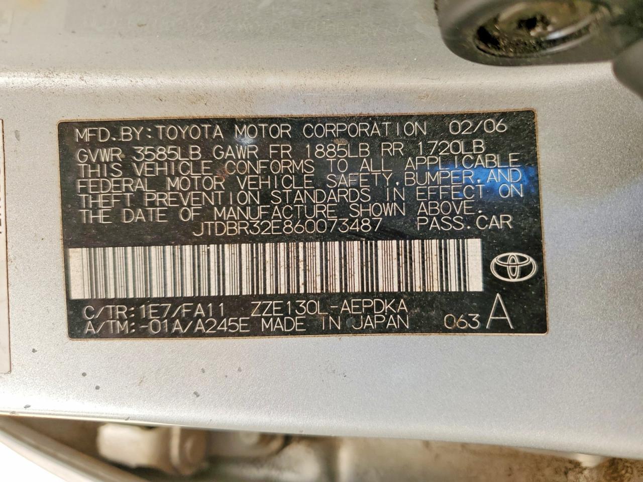 2006 TOYOTA COROLLA