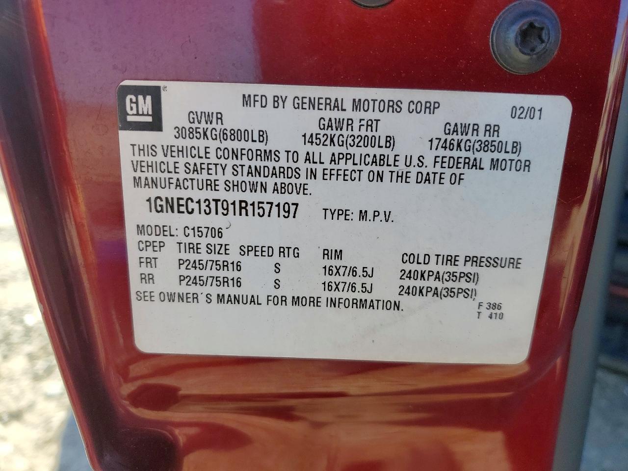 2001 CHEVROLET Tahoe