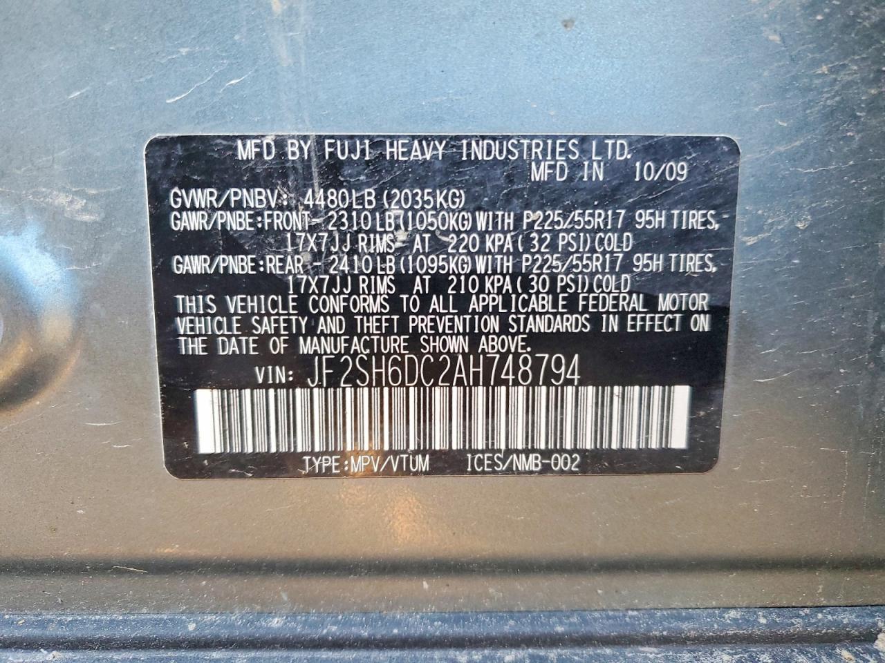 2010 SUBARU FORESTER