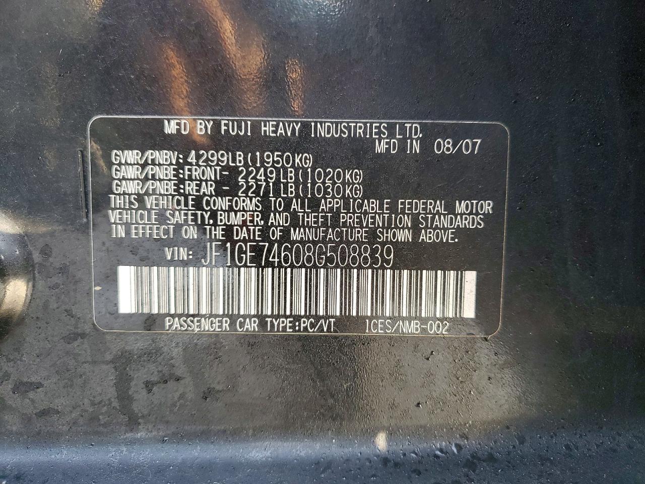 2008 SUBARU IMPREZA