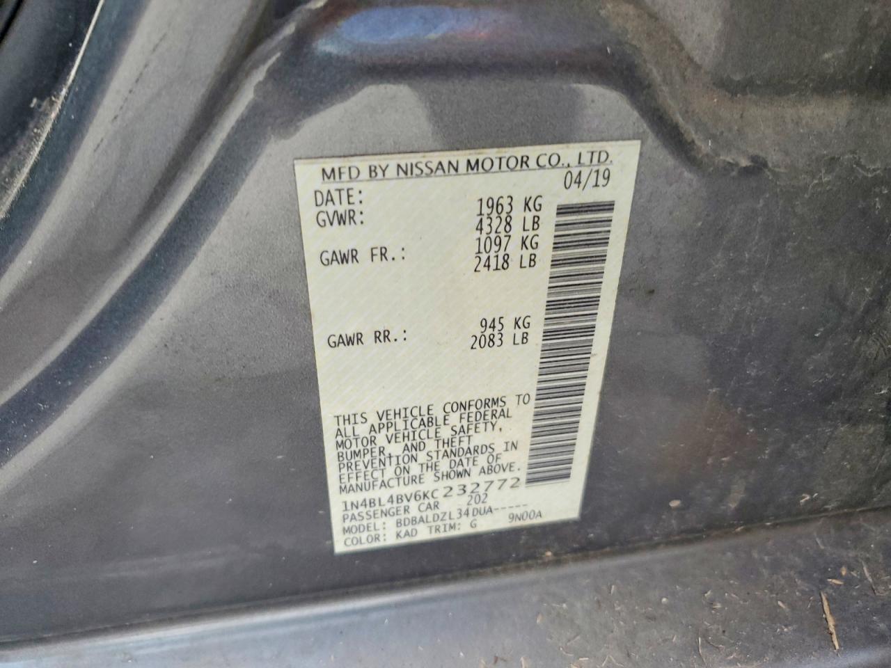 2019 NISSAN ALTIMA