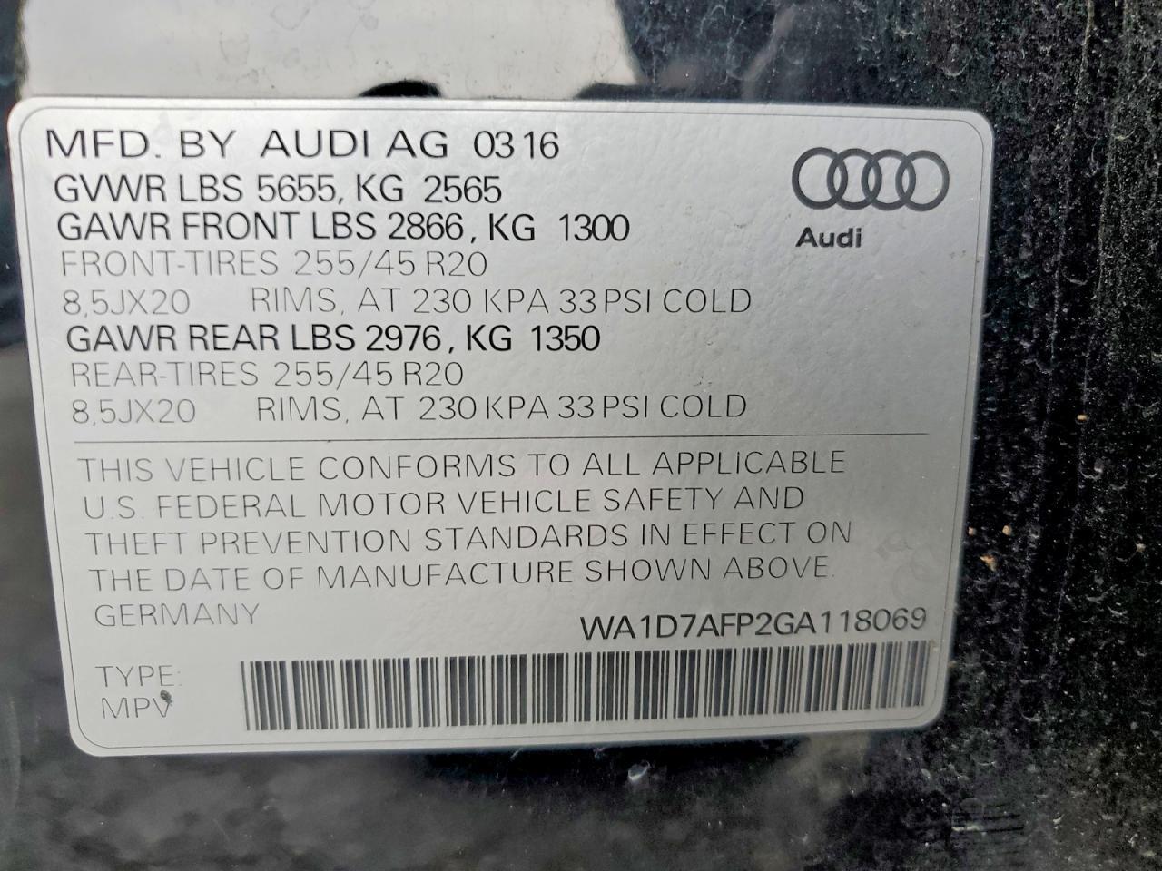 2016 AUDI Q5