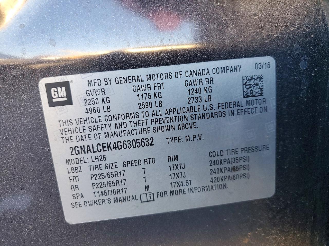 2016 CHEVROLET EQUINOX