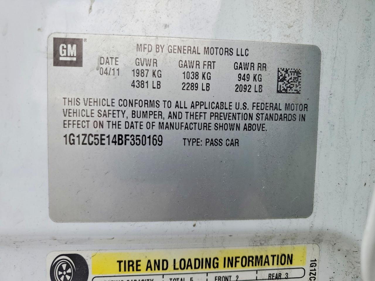 2011 CHEVROLET MALIBU