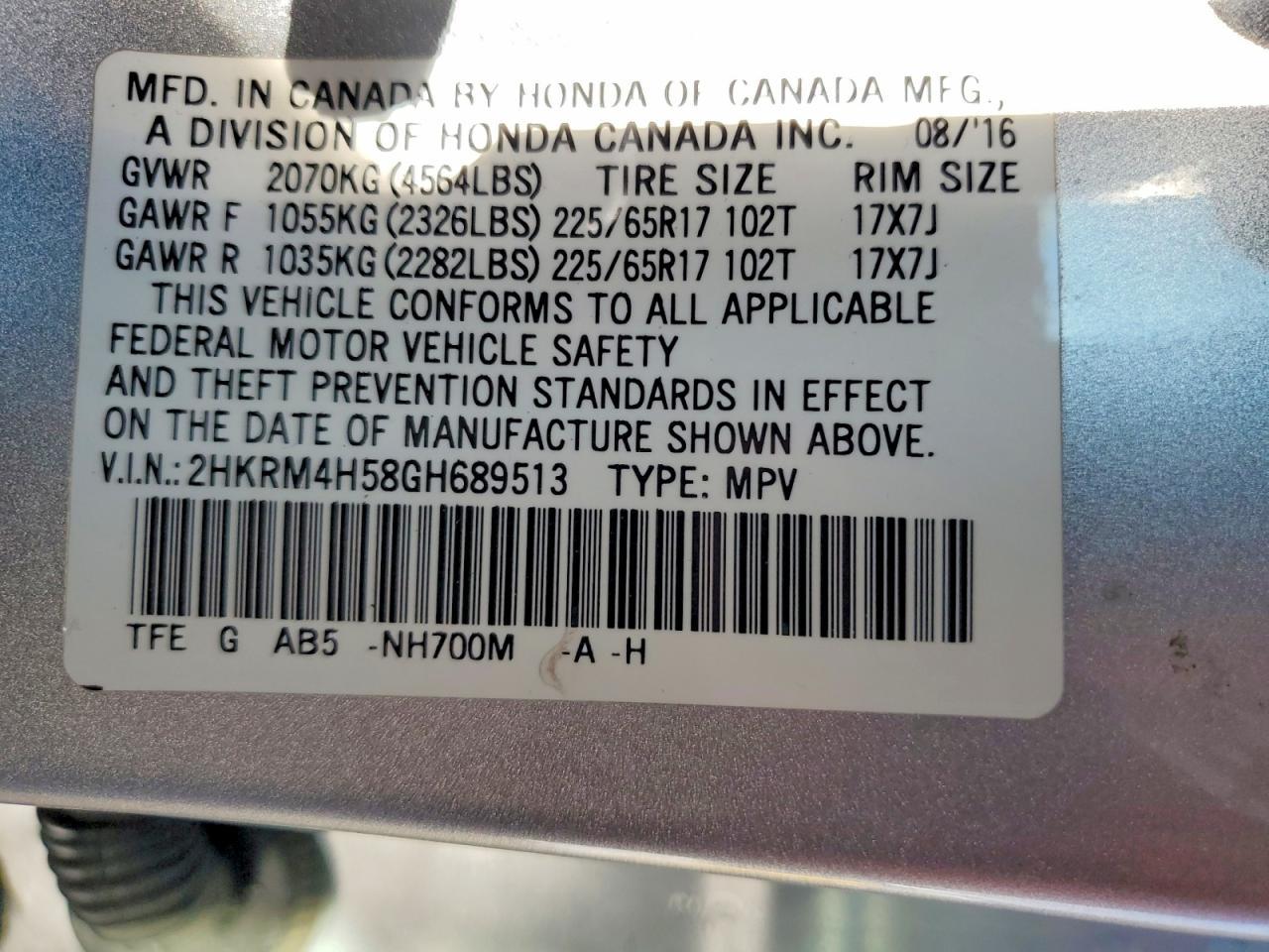 2016 HONDA CR-V