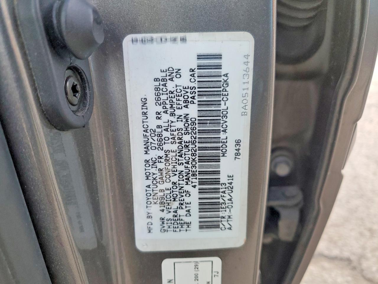 2002 TOYOTA CAMRY