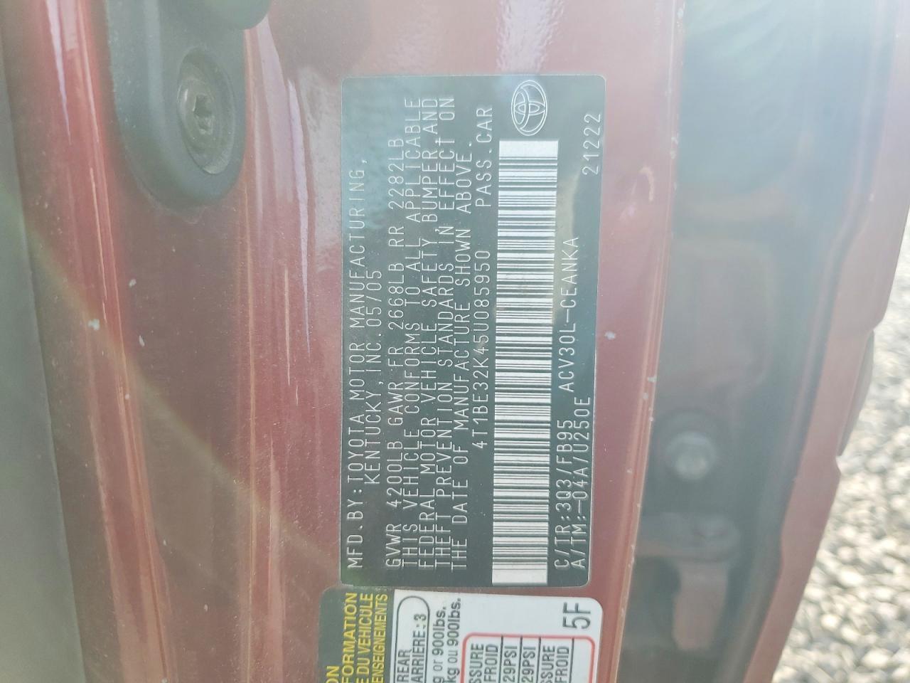 2005 TOYOTA CAMRY
