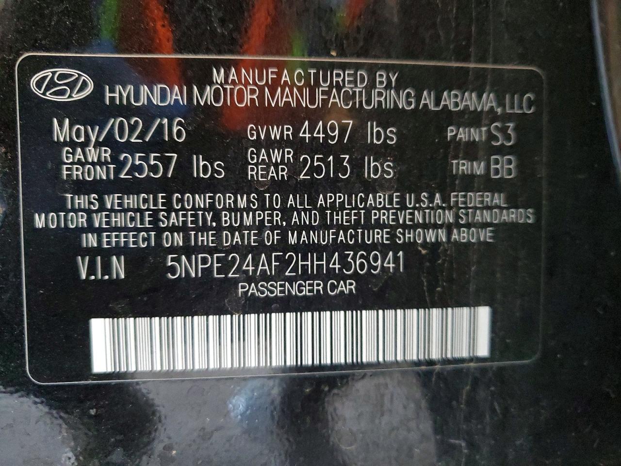 2017 HYUNDAI SONATA