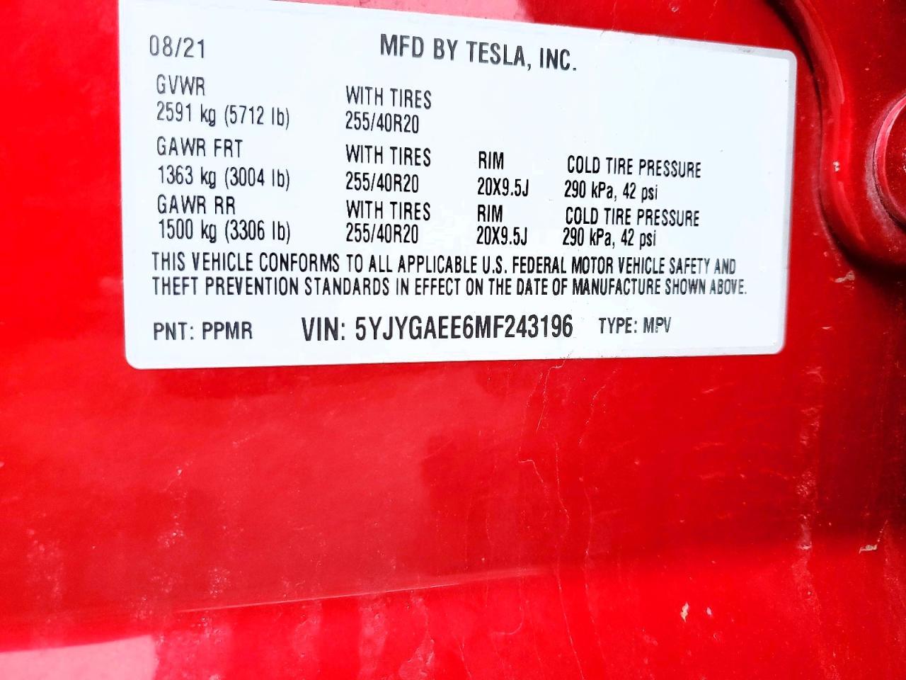 2021 TESLA MODEL Y