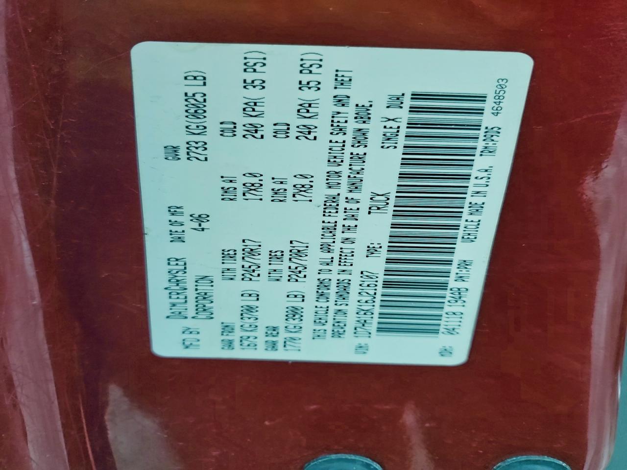 2006 DODGE RAM 1500