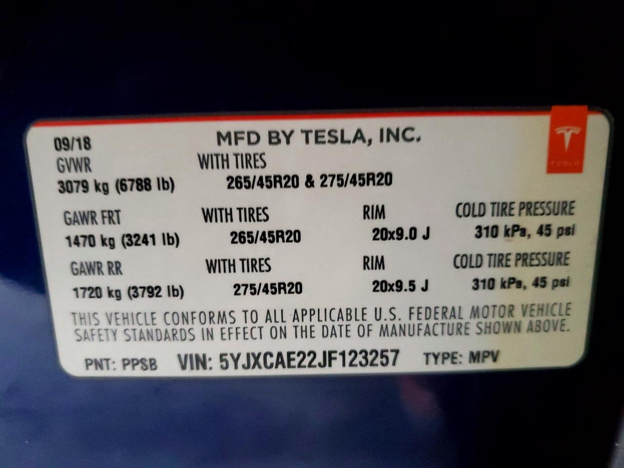 2018 TESLA MODEL X