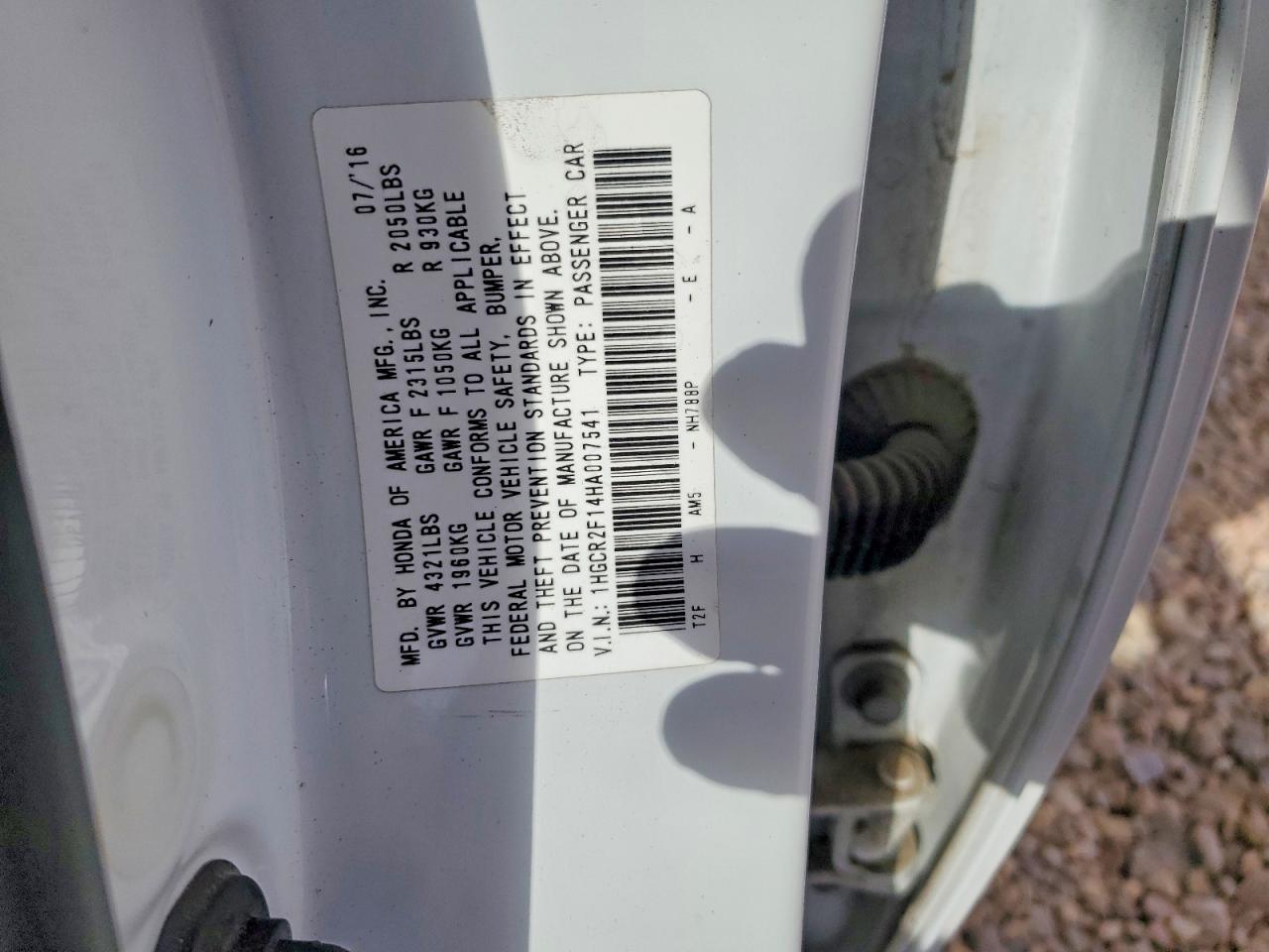 2017 HONDA ACCORD