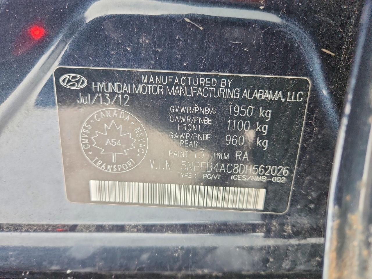 2013 HYUNDAI SONATA