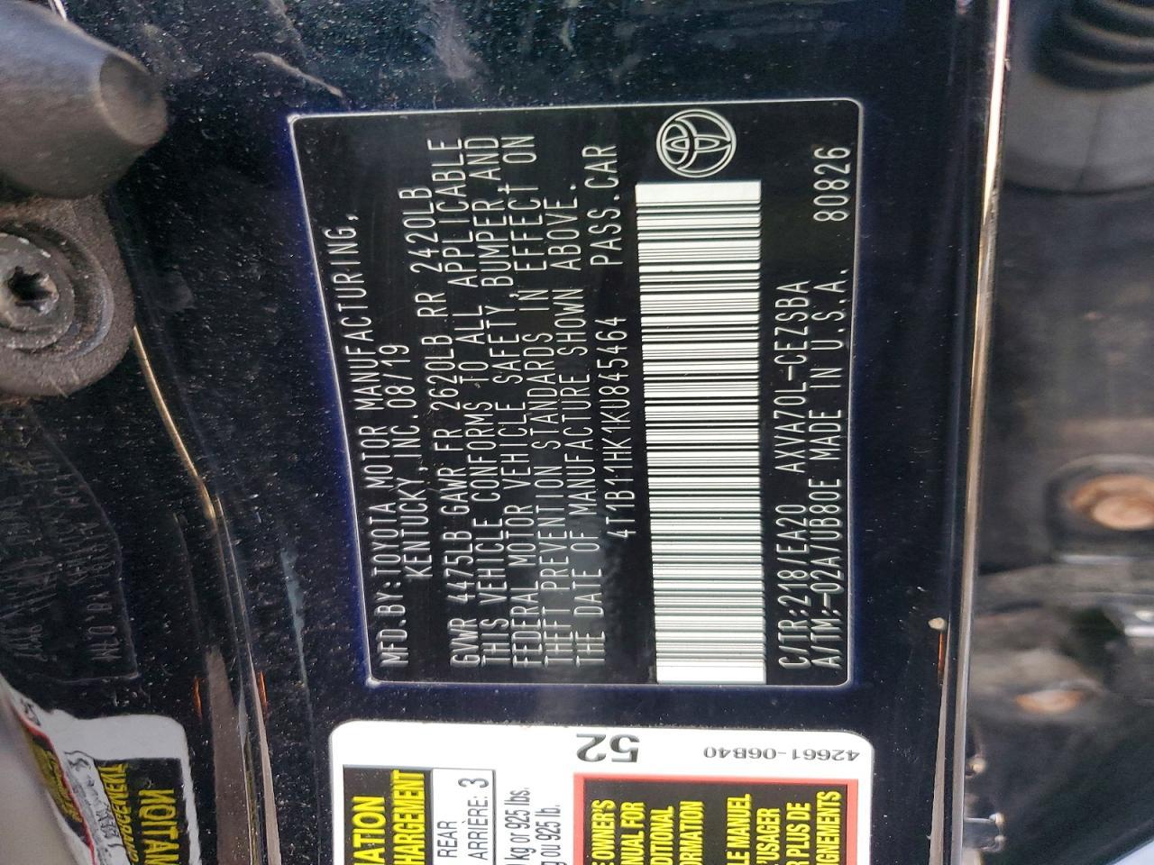 2019 TOYOTA CAMRY