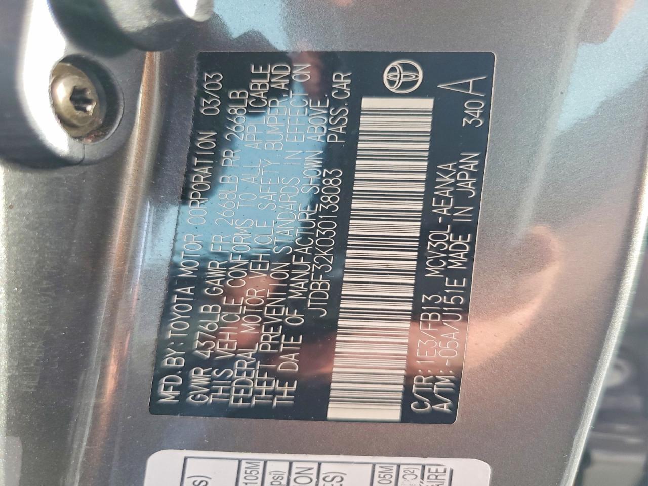2003 TOYOTA CAMRY